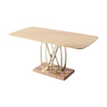 现代 houten eettafel met unieke metalen basis