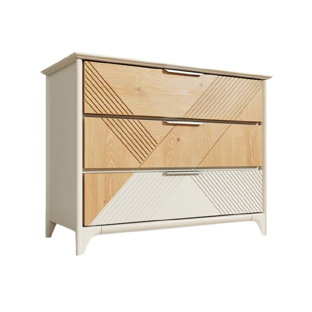"Moderne Ladekast met Geometrisch Houten Design en Drie Lades"