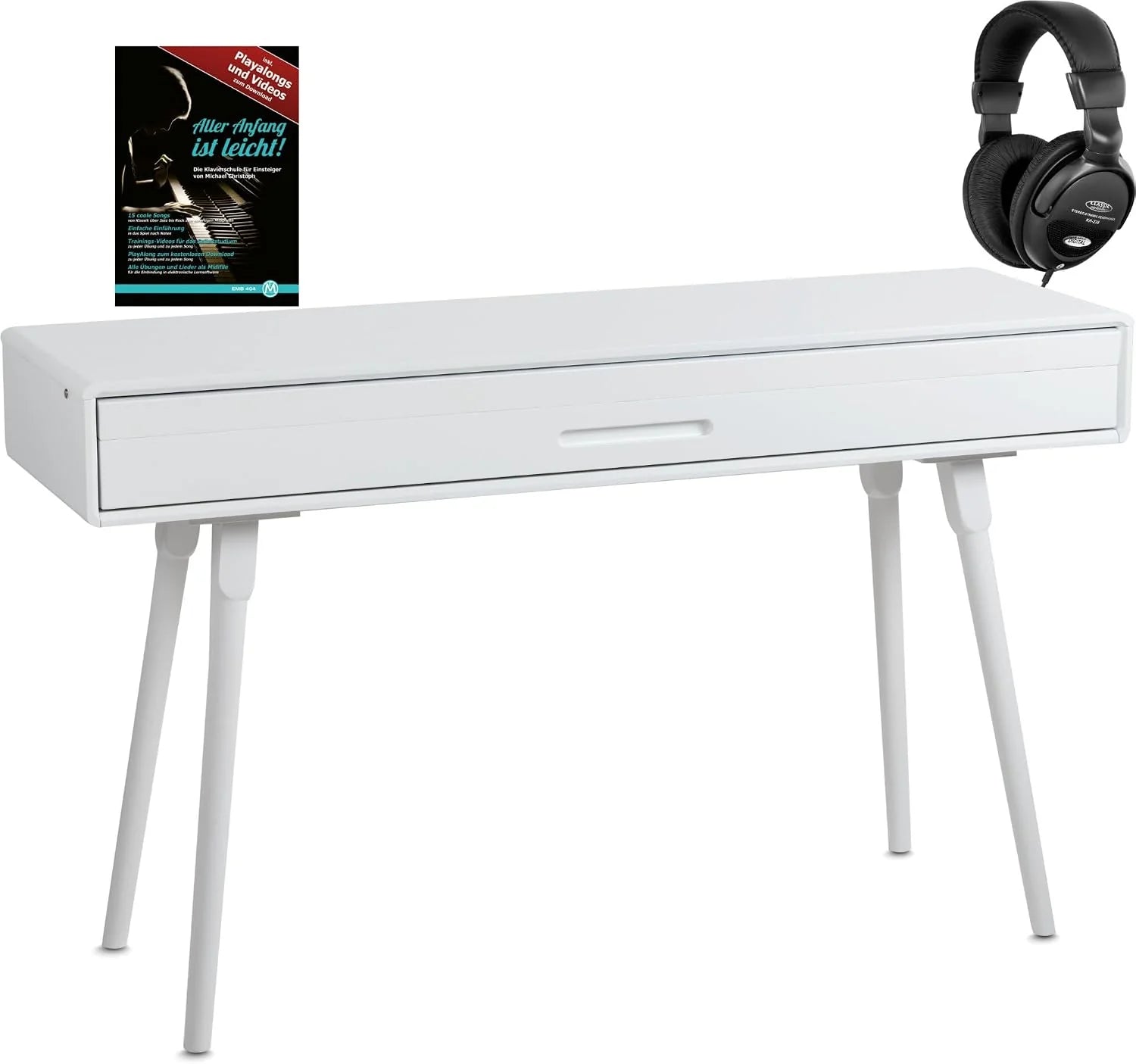 Classic Cantabile DP-730 OK Digitale piano eiken set - Tafel met ingebouwde keyboard met 88 toetsen en hamermechaniek - incl. hoofdtelefoon en pedaaleenheid - Compatibel met USB MIDI(Wit mat Set)
