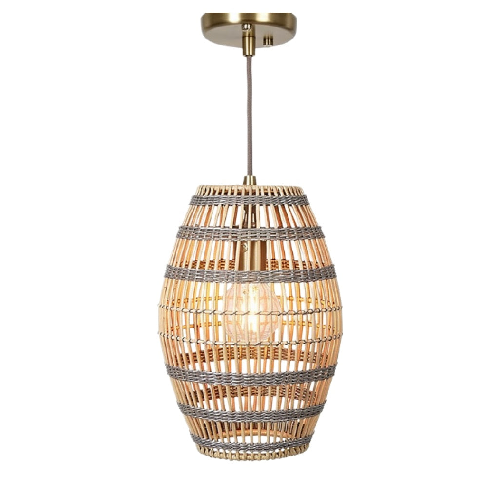 "Moderne Wicker Hanglamp met Gouden Fitting"