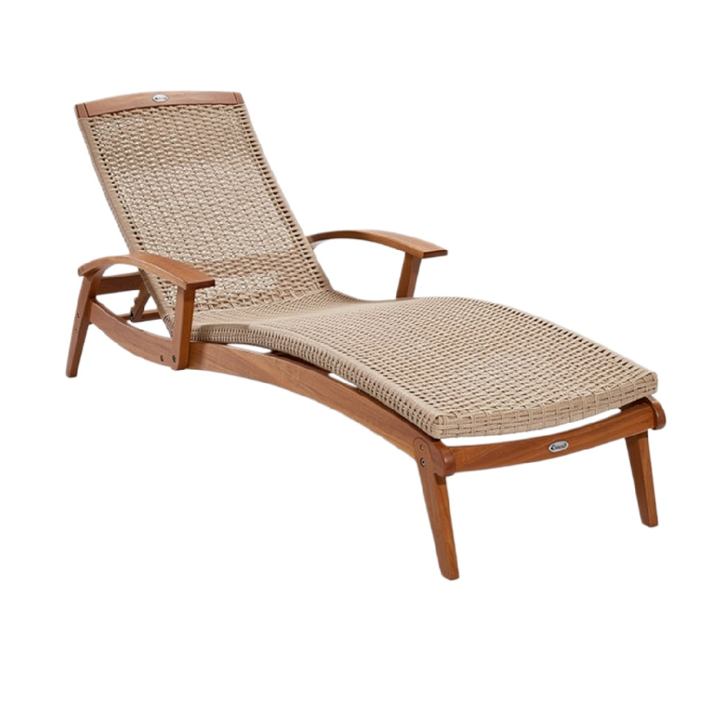 Luxe Houten Ligstoel met Wicker Zitting voor Tuin en Teras