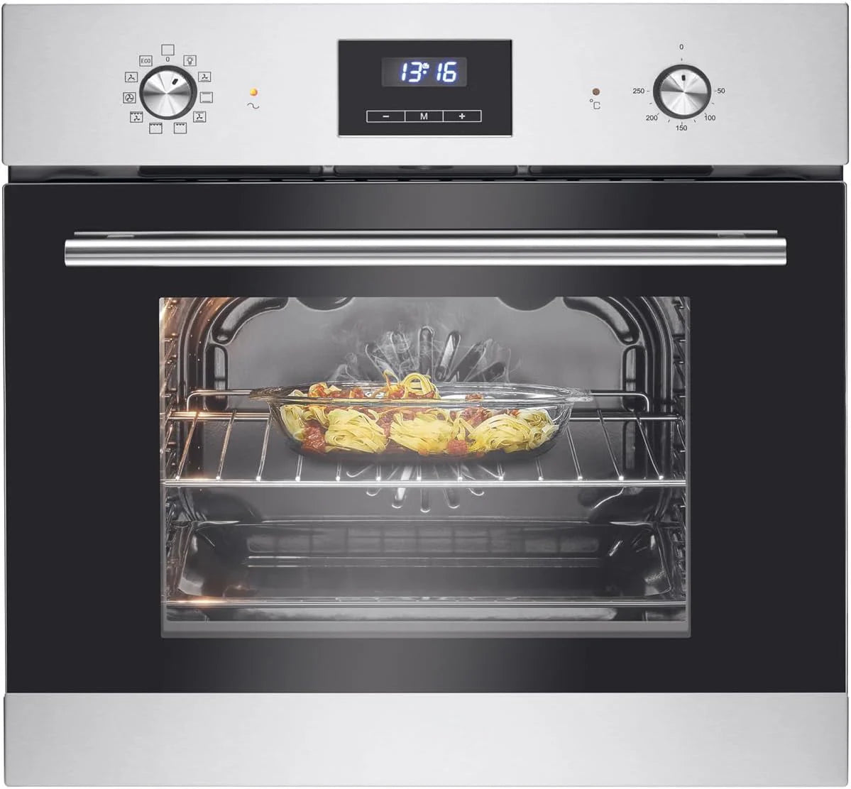 Bomann® Inbouwoven met Grill, Convectie  Boven-/Onderwarmte, 56L Oven, Oven met temperatuurbereik van 50°C - 250°C  Touchbediening, Oven met 9 ovenfuncties  Verwijderbare deur, EBO 7911 inox