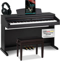 Classic Cantabile DP-50 RH Digitale Piano rozenhout - E-Piano met 88 toetsen hamermechanik, USB-audio/MIDI-interface, 32 polyfonie, 3 pedalen - Piano digitaal Set met pianobank en kopftelefoon