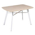 Technische Titel: "Moderne Houten Tafel met Wit Metalen Poten - Eenvoudig en Elegant"