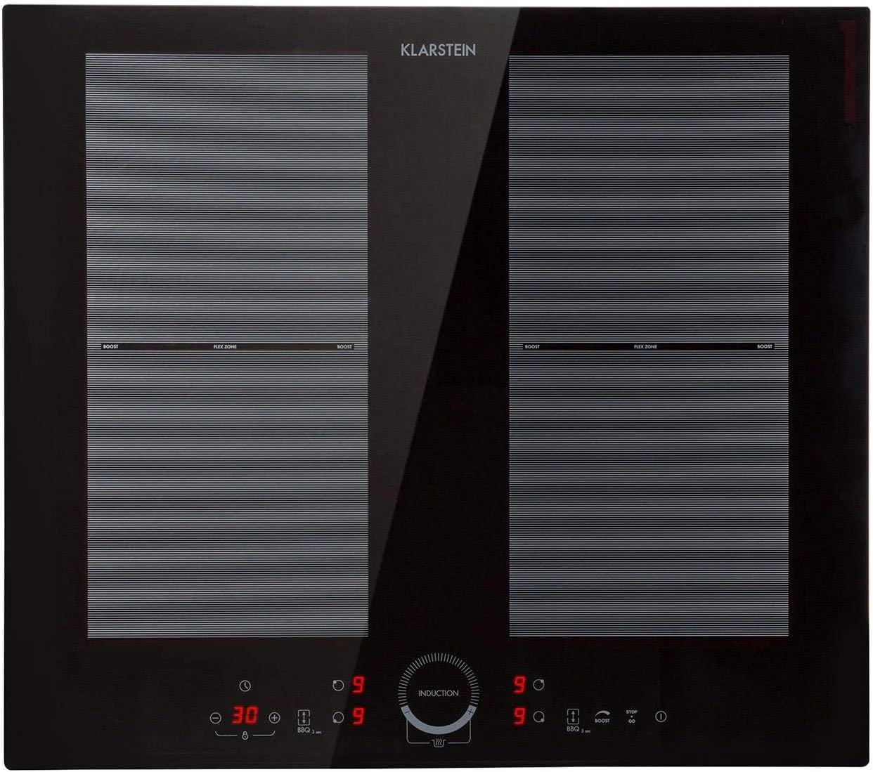 Klarstein Delicatessa 60 inductiekookplaat - 4 zones, flexzonetechniek, zelfvoorzienend, ingebouwde kookplaat, 60cm, 7000 watt, booster, pannendetectie, timer, aanraakbediening, glaskeramiek, zwart