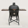 Kamado M 40,6 cm (16 inch), medium model: gemakkelijk te verplaatsen (41 x 59 cm). Inhoud levering: 2 inklapbare houten dienbladen. Grilldiameter: 34 cm(XXL 25" - (62,5 x 83 cm))