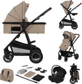 LIONELO Amber 3 in 1 - Combi Kinderwagen | Complete Set: Reiswieg, Buggy, Autostoel ADAC gecertificeerd | Pompwielen met goede full vering | Comfortabel Matras, Luiertas, Vanaf geboorte tot 4 jaar(Beige Zand/LO-AMBER 3IN1)