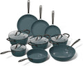 Cook  Pan - Slate Pannenset 9-delig -Geschikt voor alle warmtebronnen, inclusief inductie – PFAS-vrij- Keramische Anti-aanbaklaag -Vaatwasserbestendig -Aluminium- Cool Touch Handvat -Slate