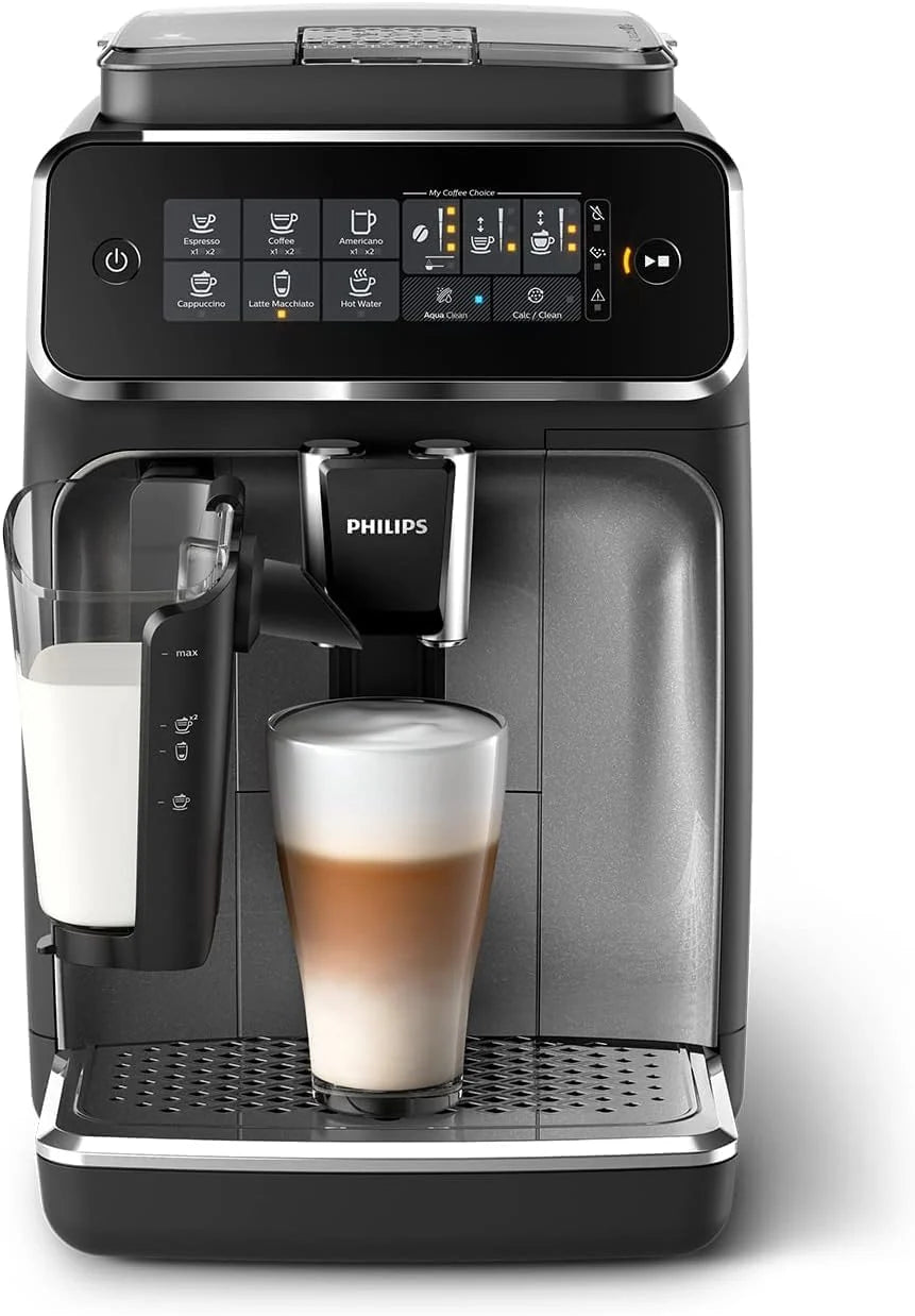 Philips 3200 Serie Volautomatische Espressomachine - LatteGo Melksysteem, Ingebouwde Molen, 5 Koffievariaties, Intuïtief Touchdisplay, Zilver (EP3246/70)